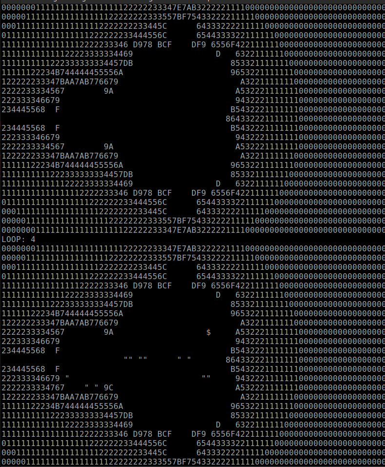 Data corruption, good run at the top, corruption at the bottom.